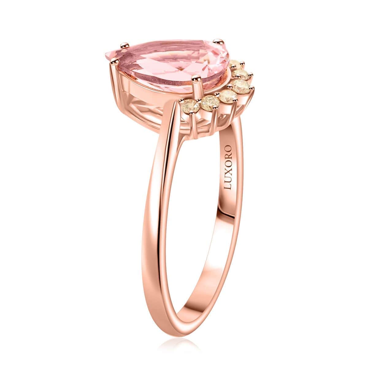 Certified & Appraised Luxoro AAA Palmeiras Pink Morganite and I2 Diamond 1.35 ctw Ring in 14K Rose Gold (Size 10.0) image number 3