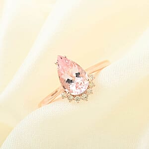 Certified Luxoro AAA Palmeiras Pink Morganite, Diamond Ring in 14K Rose Gold 1.35 ctw (Size 11.0)