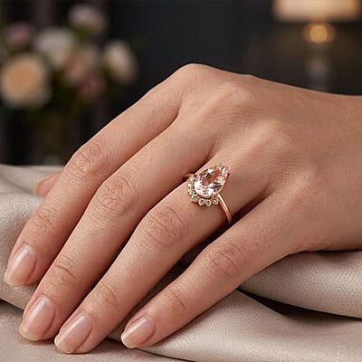 Certified and Appraised Luxoro AAA Palmeiras Pink Morganite, Diamond Ring in 14K Rose Gold 1.35 ctw (Size 11.0)