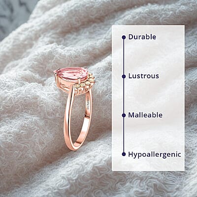Certified and Appraised Luxoro AAA Palmeiras Pink Morganite, Diamond Ring in 14K Rose Gold 1.35 ctw (Size 11.0)