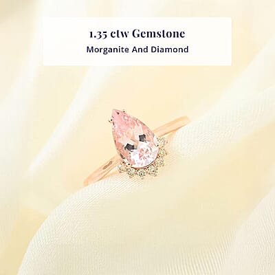 Certified and Appraised Luxoro AAA Palmeiras Pink Morganite, Diamond Ring in 14K Rose Gold 1.35 ctw (Size 11.0)
