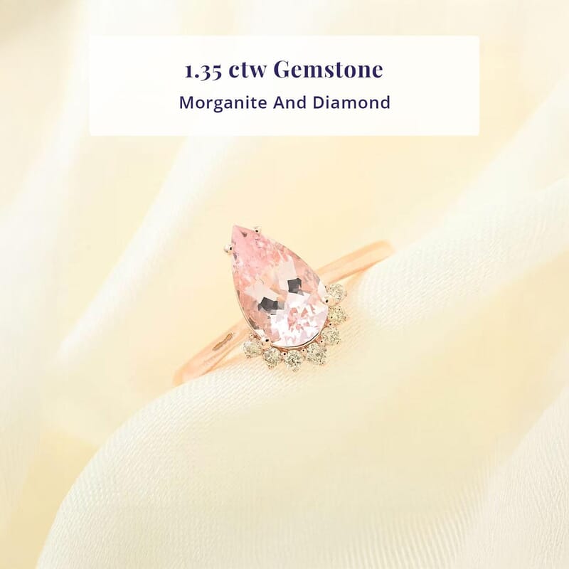 Certified and Appraised Luxoro AAA Palmeiras Pink Morganite, Diamond Ring in 14K Rose Gold 1.35 ctw (Size 5.5)