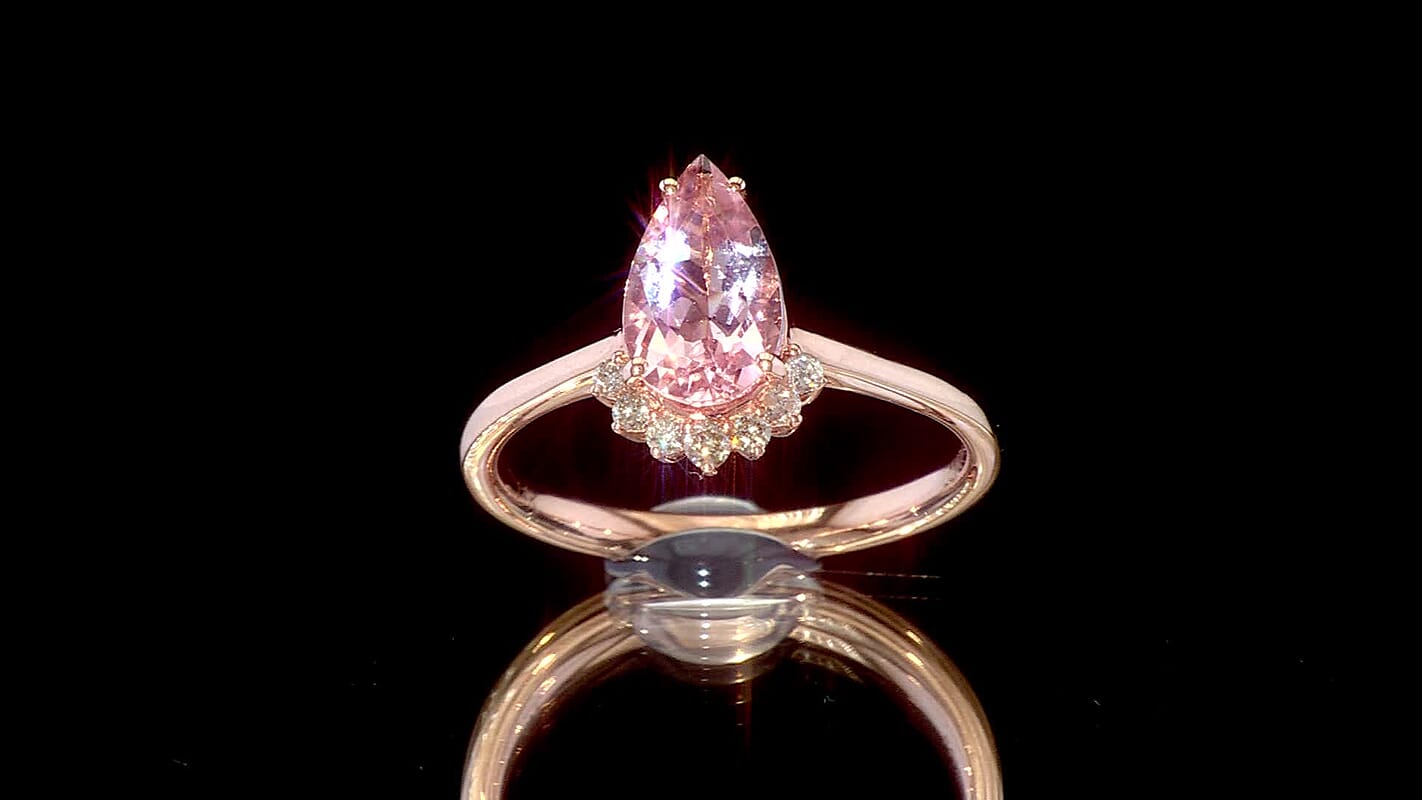 Certified & Appraised Luxoro 14K Rose Gold AAA Pink Morganite and I2 Diamond Ring 1.35 ctw