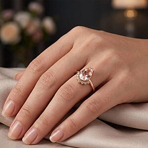 Certified and Appraised Luxoro AAA Palmeiras Pink Morganite, Diamond Ring in 14K Rose Gold 1.35 ctw (Size 6.5)