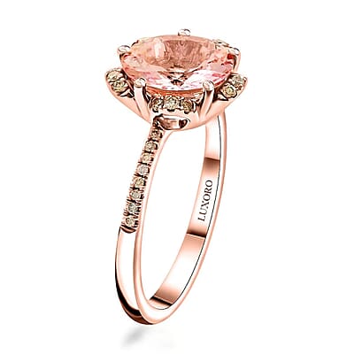 Certified & Appraised Luxoro AAA Pink Morganite and I2 Diamond 2.70 ctw Ring in 14K Rose Gold (Size 10.0)