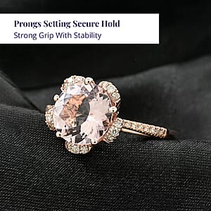 Certified & Appraised Luxoro AAA Pink Morganite and I2 Diamond 2.70 ctw Ring in 14K Rose Gold (Size 10.5)