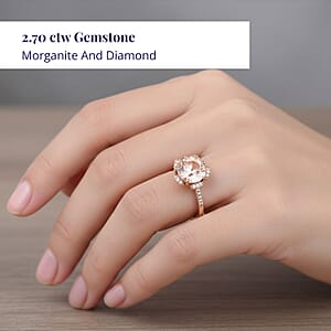 Certified & Appraised Luxoro AAA Pink Morganite and I2 Diamond 2.70 ctw Ring in 14K Rose Gold (Size 5.5)