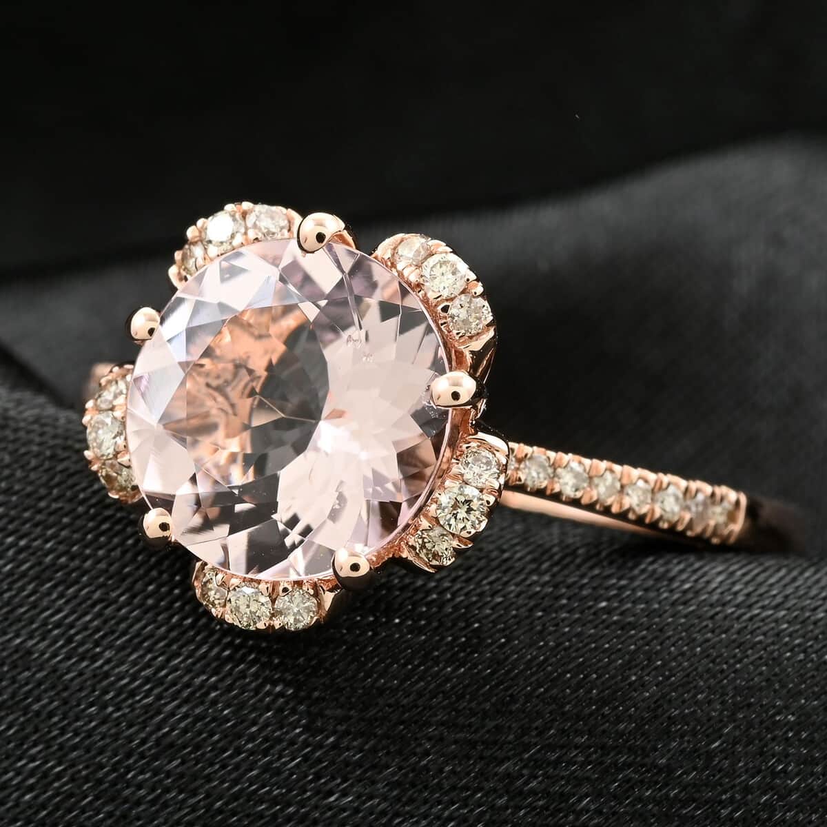 Certified & Appraised Luxoro AAA Pink Morganite and I2 Diamond 2.70 ctw Ring in 14K Rose Gold (Size 6.0) image number 1