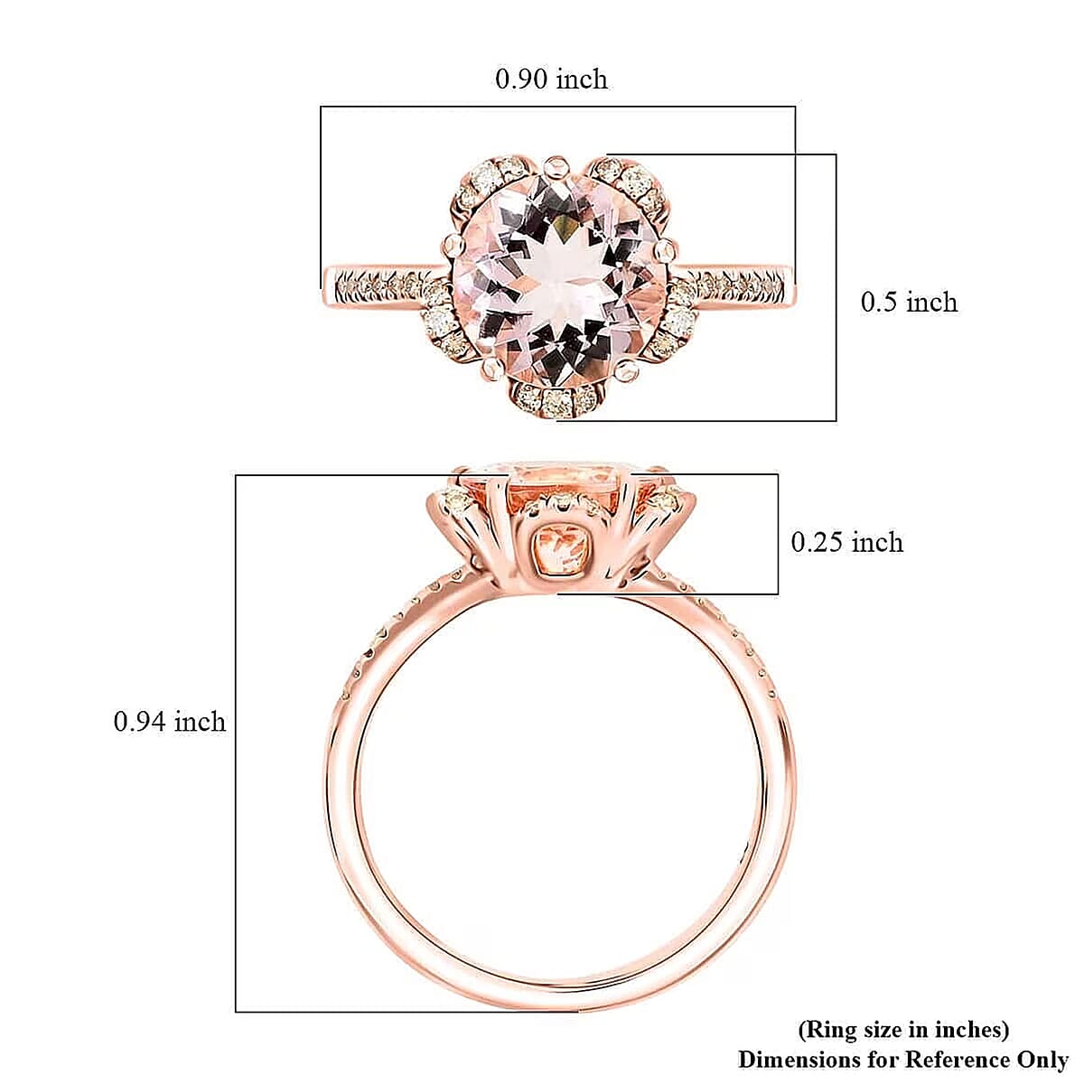Certified & Appraised Luxoro AAA Pink Morganite and I2 Diamond 2.70 ctw Ring in 14K Rose Gold (Size 8.0) image number 5