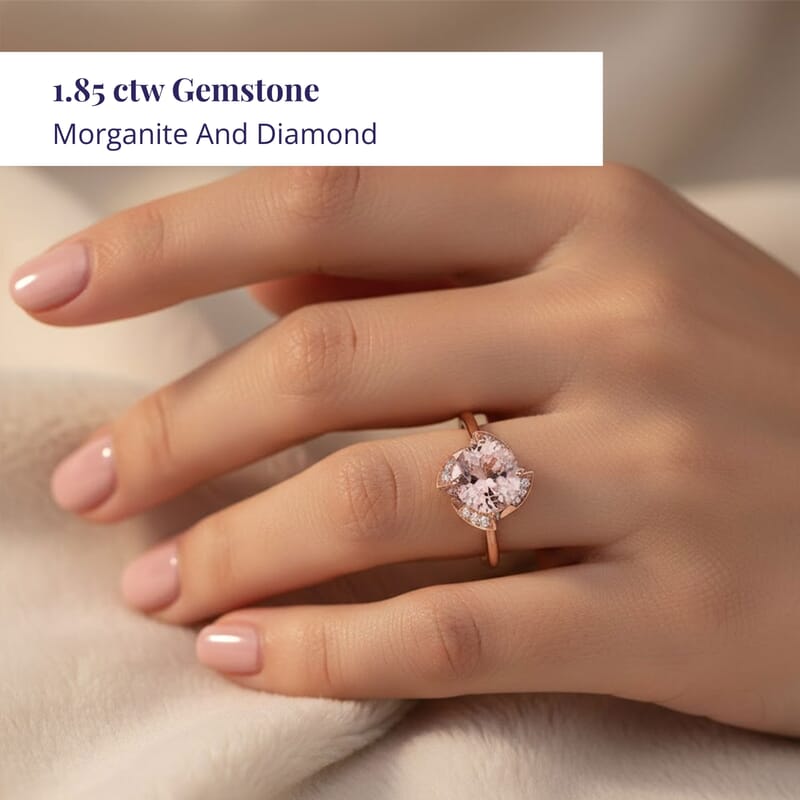 Certified & Appraised Luxoro AAA Palmeiras Pink Morganite and I2 Diamond 1.85 ctw Ring in 14K Rose Gold (Size 10.0)