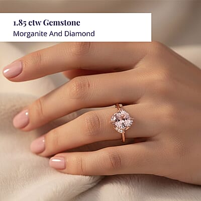 Certified & Appraised Luxoro AAA Palmeiras Pink Morganite and I2 Diamond 1.85 ctw Ring in 14K Rose Gold (Size 8.0)