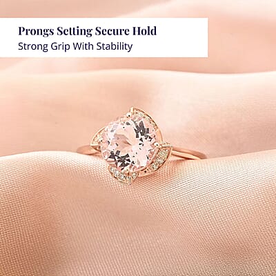 Certified & Appraised Luxoro AAA Palmeiras Pink Morganite and I2 Diamond 1.85 ctw Ring in 14K Rose Gold (Size 8.0)