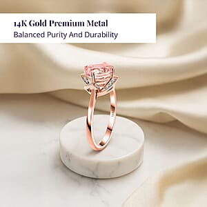 Certified & Appraised Luxoro AAA Palmeiras Pink Morganite and I2 Diamond 1.85 ctw Ring in 14K Rose Gold (Size 8.5)