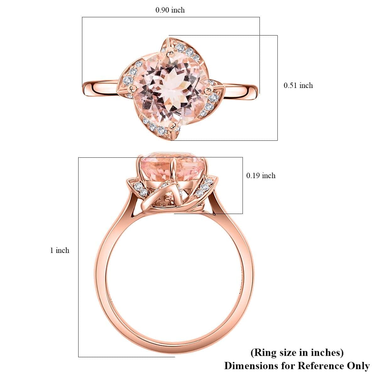 Certified & Appraised Luxoro AAA Palmeiras Pink Morganite and I2 Diamond 1.85 ctw Ring in 14K Rose Gold (Size 8.5) image number 5