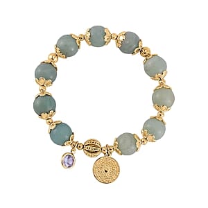 Multi Color Amazonite beads 164.95 ctw Bracelet in Goldtone (7.00-7.50 In)
