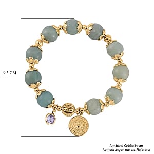 Multi Color Amazonite beads 164.95 ctw Bracelet in Goldtone (7.00-7.50 In)