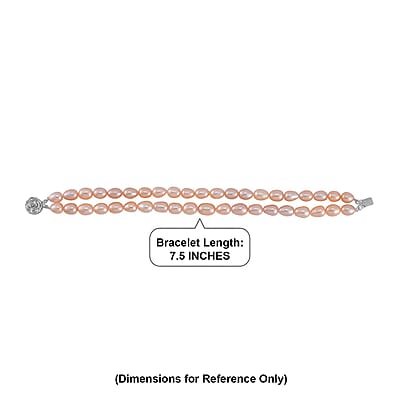 Peach Freshwater Cultured Pearl Bracelet in Rhodium Over Sterling Silver (7.50 In)