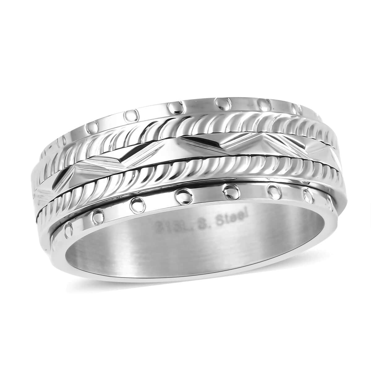 Textured Spinner Ring in Stainless Steel (Size 5.75) image number 0