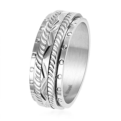 Textured Spinner Ring in Stainless Steel (Size 5.75)