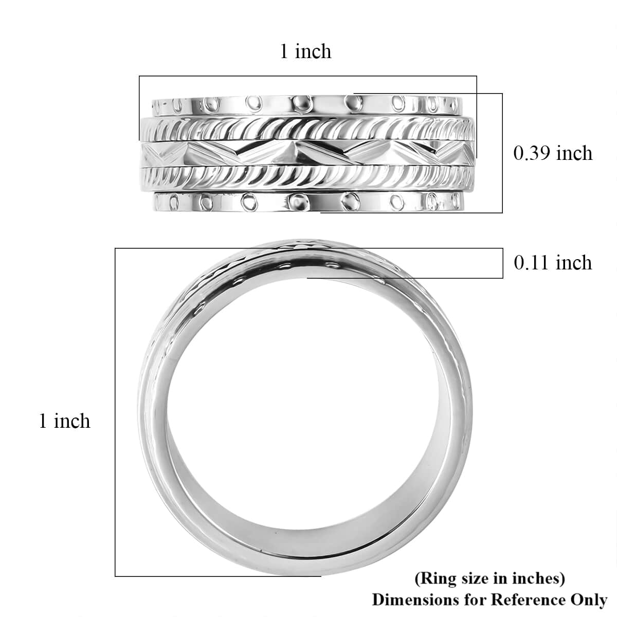 Textured Spinner Ring in Stainless Steel (Size 5.75) image number 5