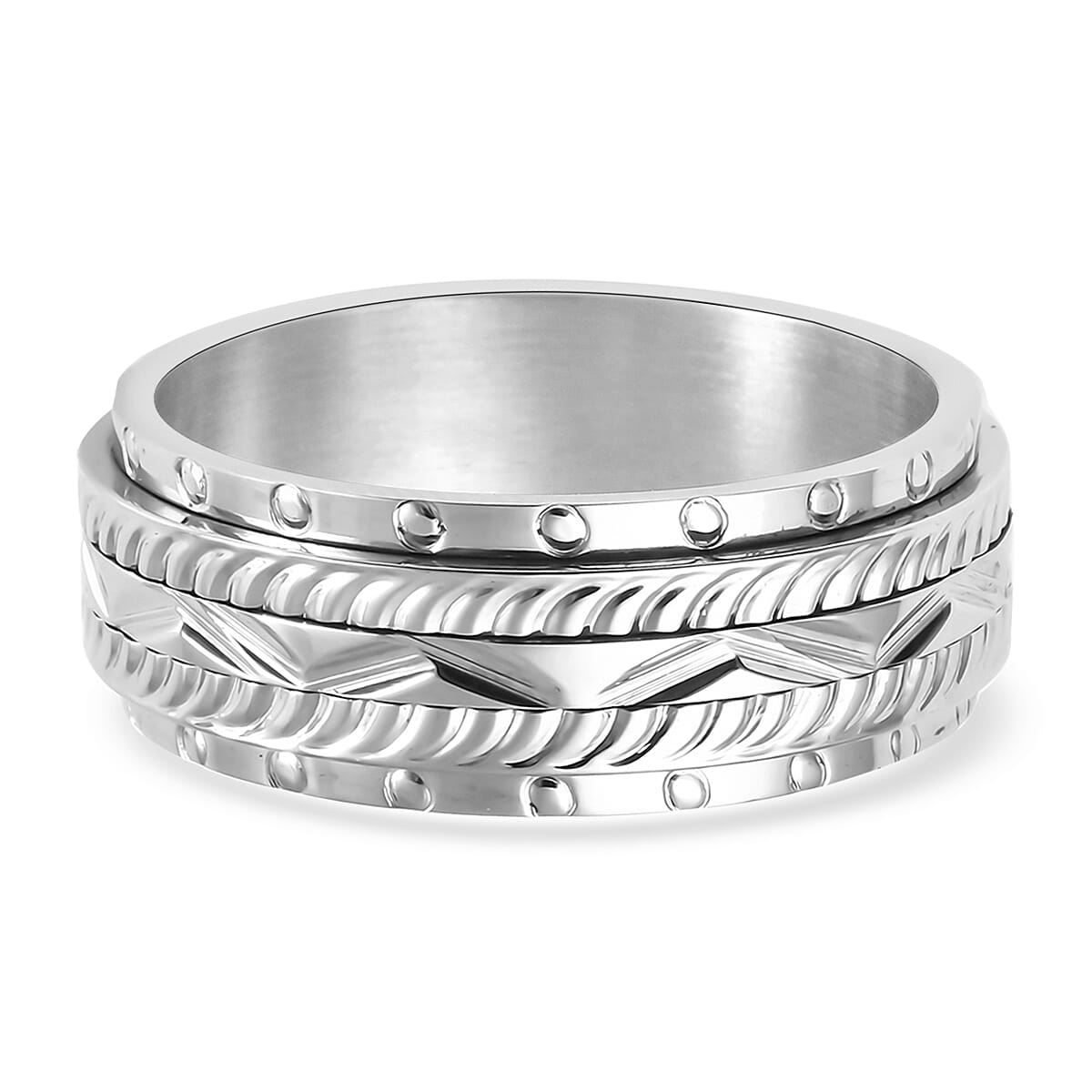 Textured Spinner Ring in Stainless Steel (Size 9.75) image number 4