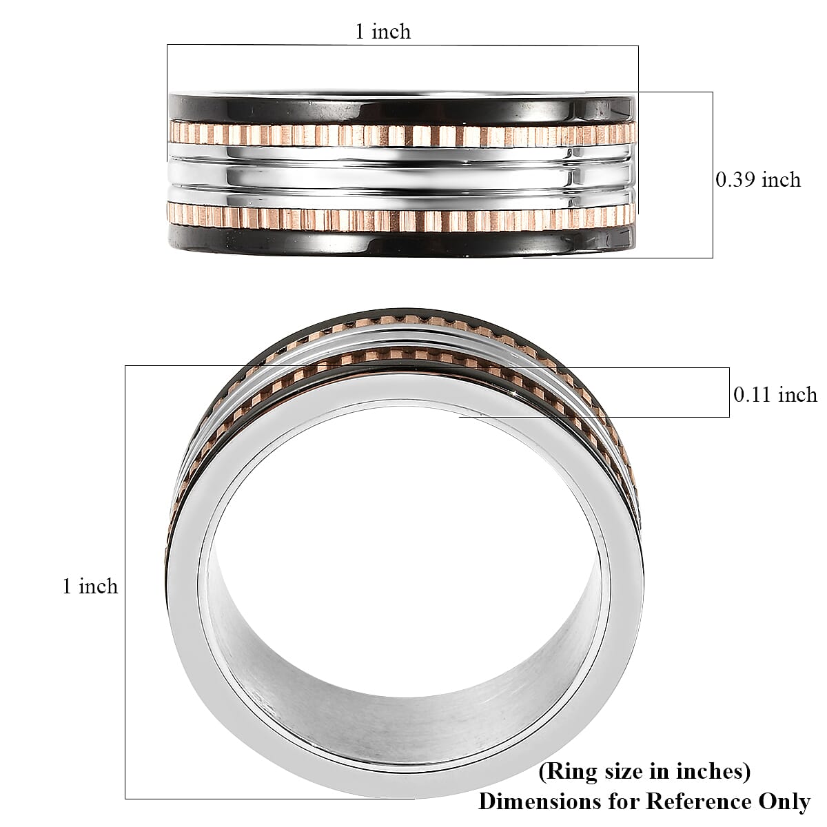 Textured Spinner Ring in Dualtone Stainless Steel (Size 7.75) image number 5