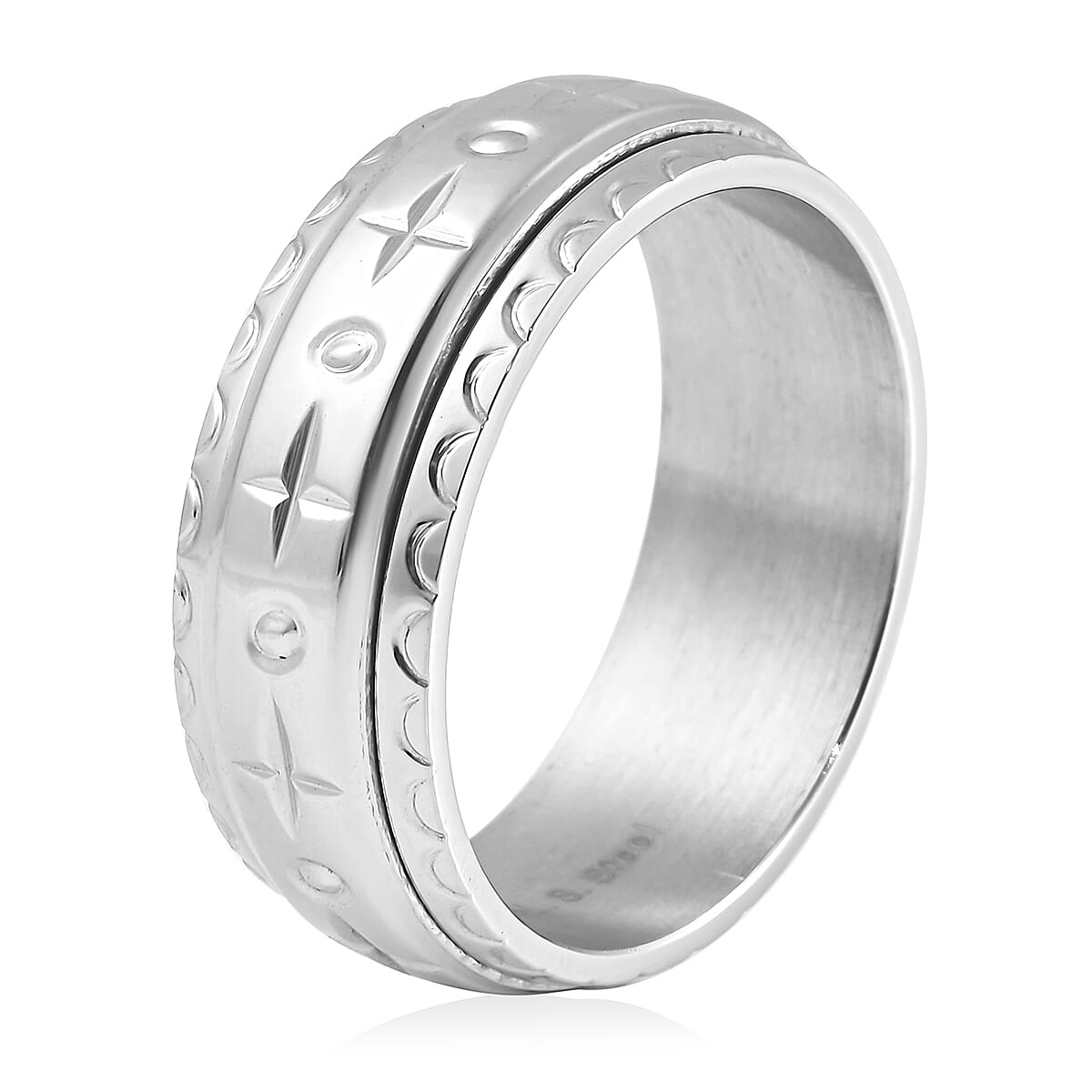 Textured Spinner Ring in Stainless Steel (Size 7.75) image number 3