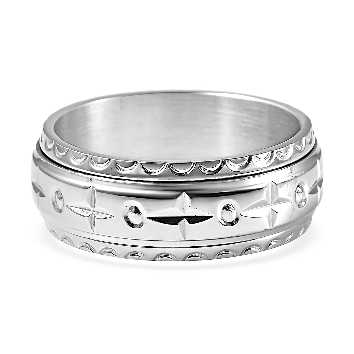 Textured Spinner Ring in Stainless Steel (Size 7.75) image number 4