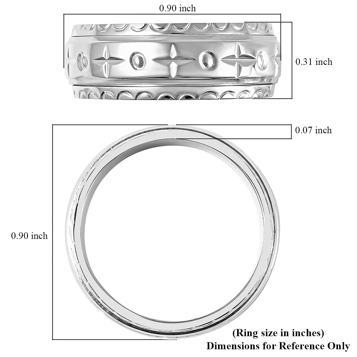 Textured Spinner Ring in Stainless Steel (Size 7.75) image number 5