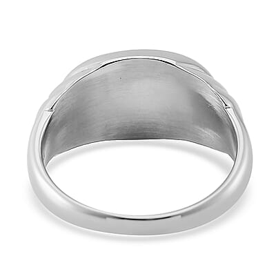 Ribbed Band Men's Ring in Stainless Steel (Size 9.0)