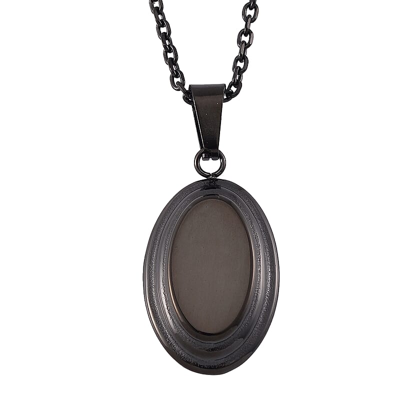 Dog Tag Pendant Necklace in ION Plated Black Stainless Steel 24 Inches