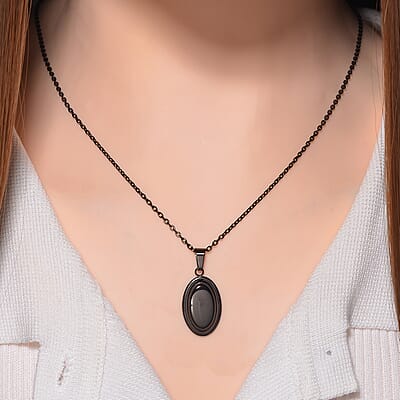 Dog Tag Pendant Necklace in ION Plated Black Stainless Steel 24 Inches