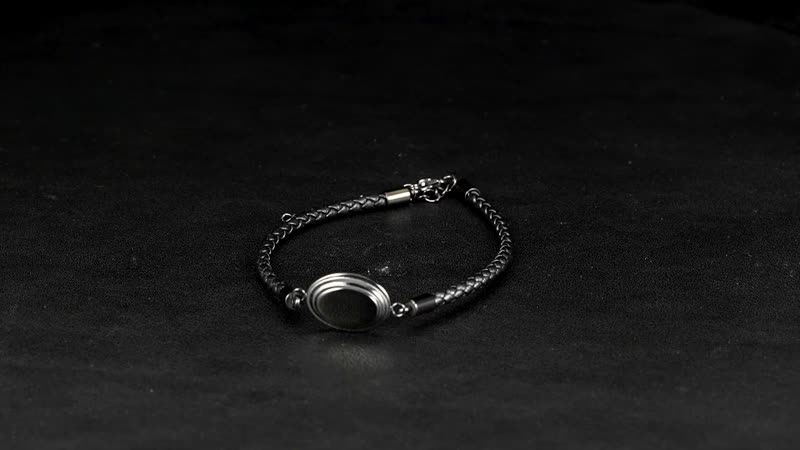 Togtag Bracelet in ION Plated Black Stainless Steel and Genuine Leather (7.50-9.50In)