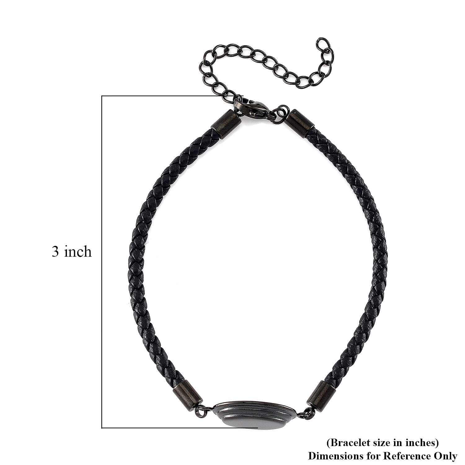 Dogtag Bracelet in ION Plated Black Stainless Steel and Genuine Leather Cord (7.50-9.50In)