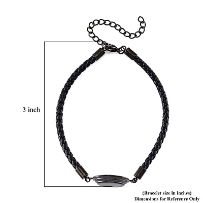 Dogtag Bracelet in ION Plated Black Stainless Steel and Genuine Leather Cord (7.50-9.50In)
