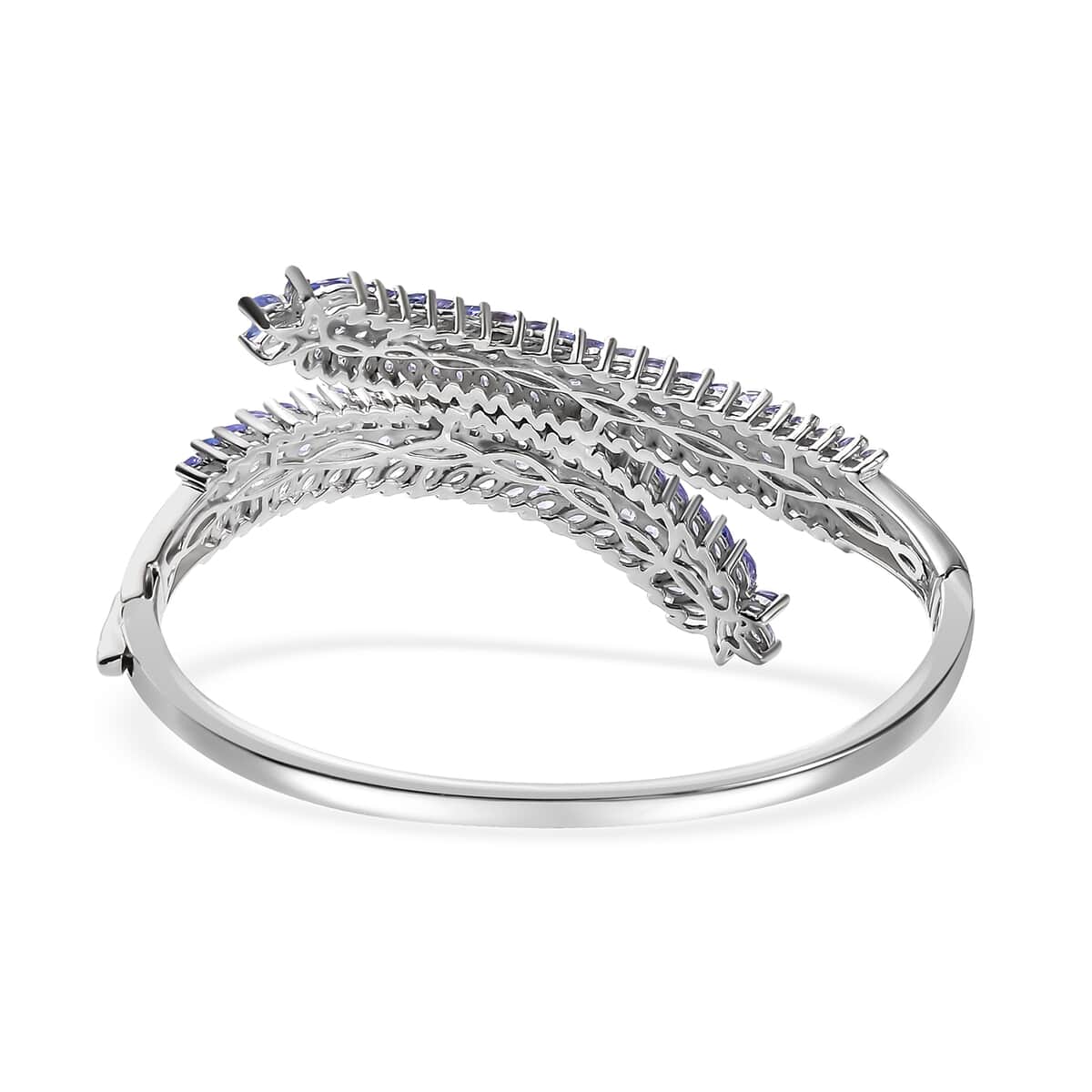 Tanzanite Bypass Leaf Bangle Bracelet in Platinum Over Sterling Silver (6.50 In) (Del. in 10-12 Days) 11.00 ctw image number 4