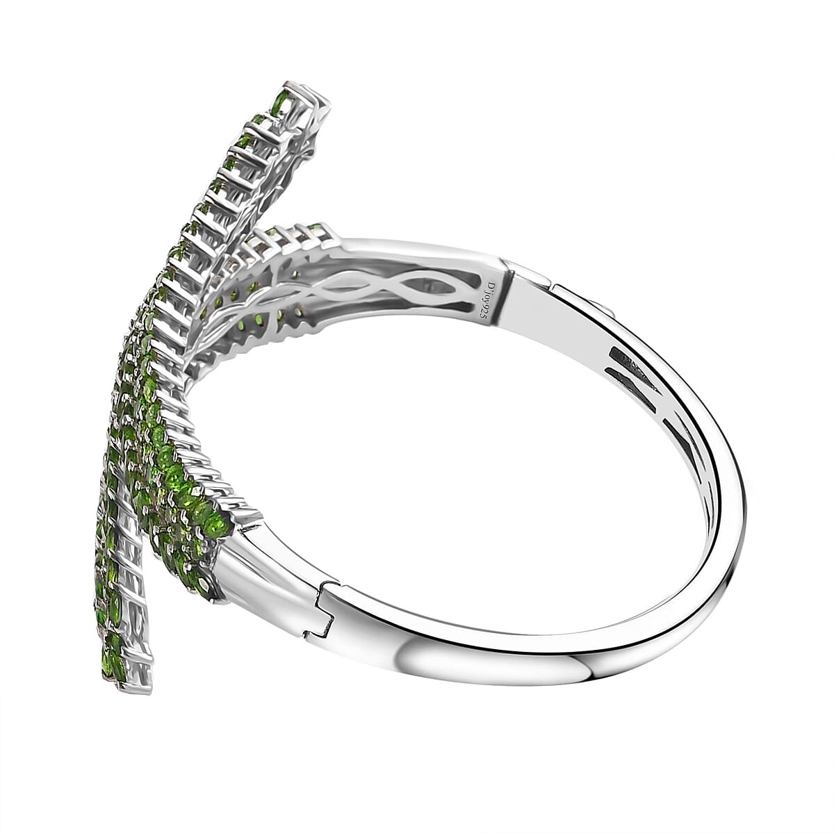 Chrome Diopside Bypass Leaf Bangle Bracelet in Platinum Over Sterling Silver (6.50 In) 11.70 ctw image number 3