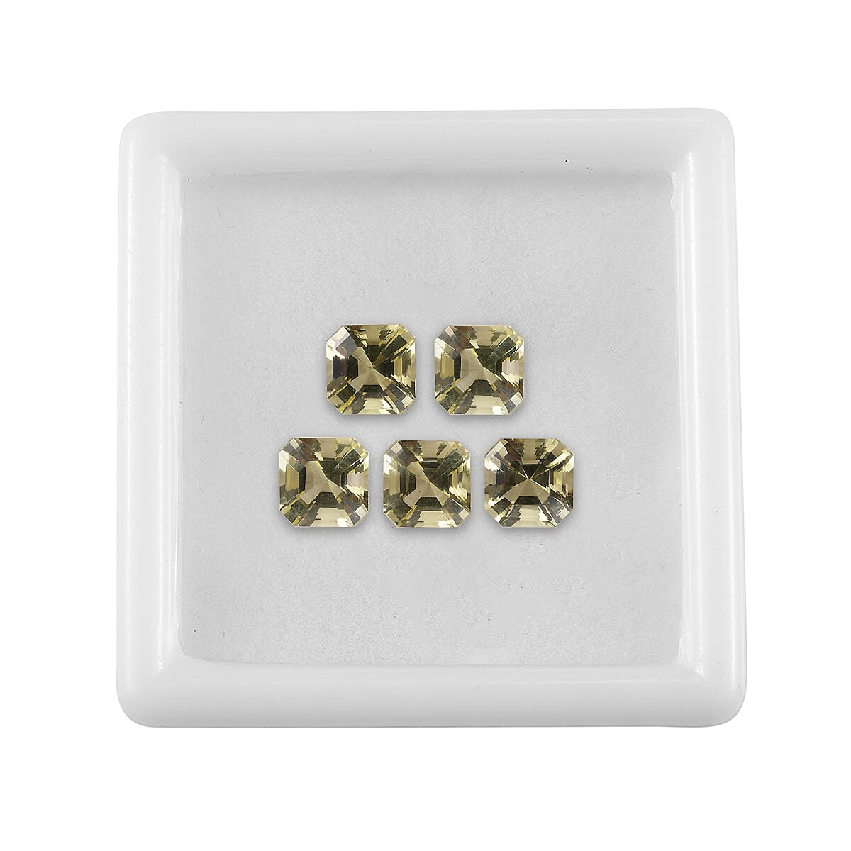 Asscher Cut Green Gold Quartz Set of 5 (Oct 6x6 mm) 5.02 ctw Loose gemstone