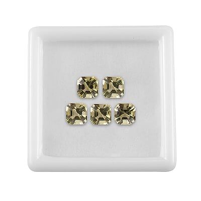 Asscher Cut Green Gold Quartz Set of 5 (Oct 6x6 mm) 5.02 ctw Loose gemstone