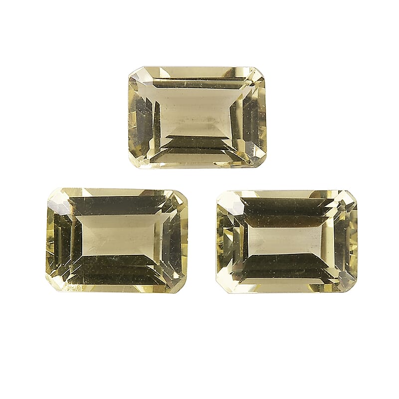 AA Green Gold Quartz Set of 3 (Oct 7x5 mm) 2.95 ctw Loose gemstone