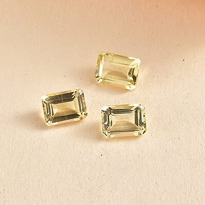 AA Green Gold Quartz Set of 3 (Oct 7x5 mm) 2.95 ctw Loose gemstone