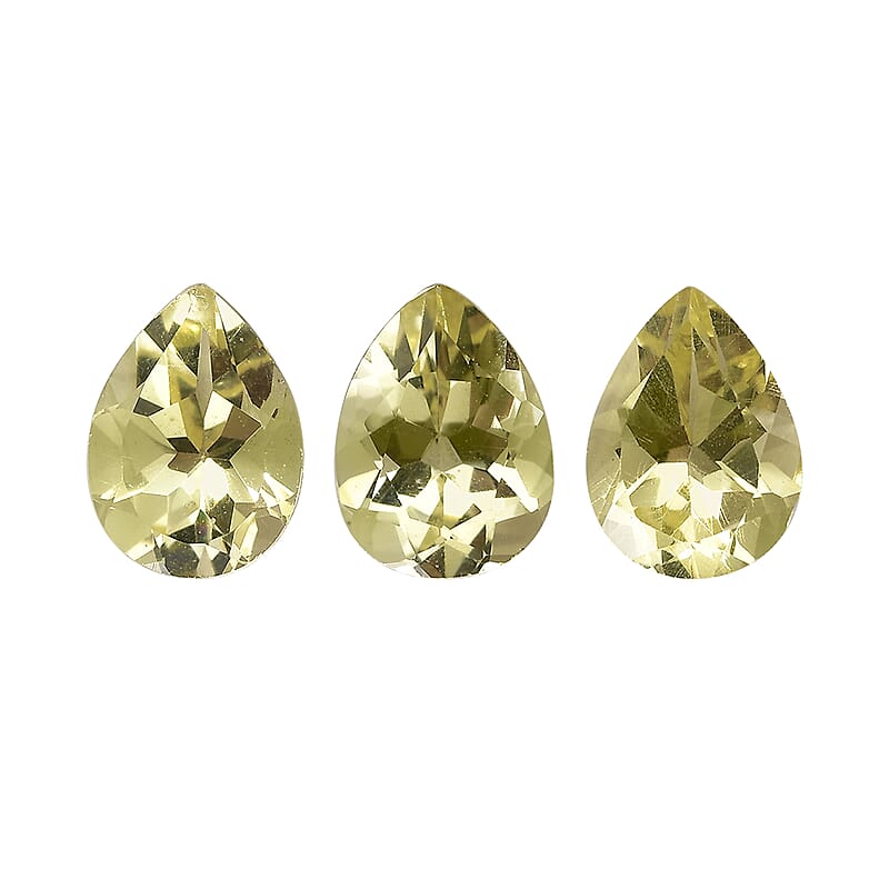 Green Gold Quartz Set of 3 (Pear 8x6 mm) 2.97 ctw Loose gemstone