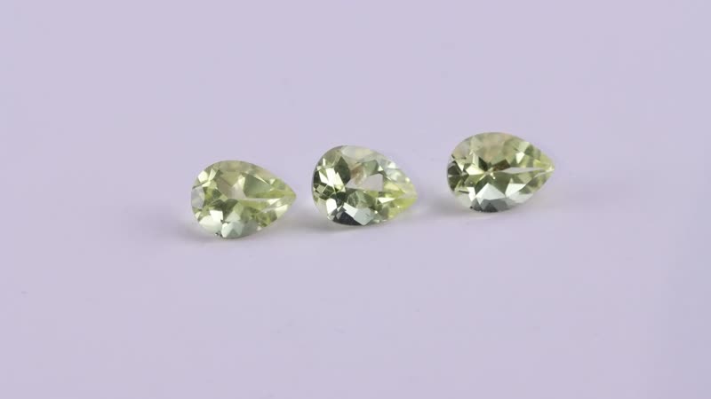 Green Gold Quartz Set of 3 (Pear 8x6 mm) 2.97 ctw Loose gemstone