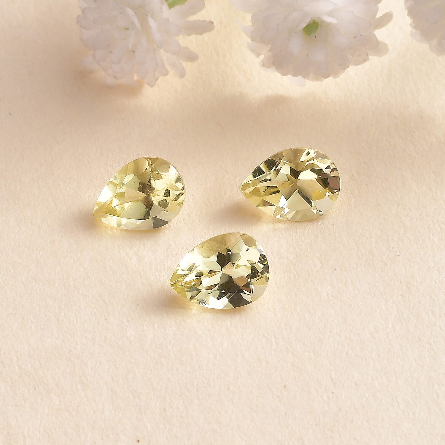 Green Gold Quartz Set of 3 (Pear 8x6 mm) 2.97 ctw Loose gemstone