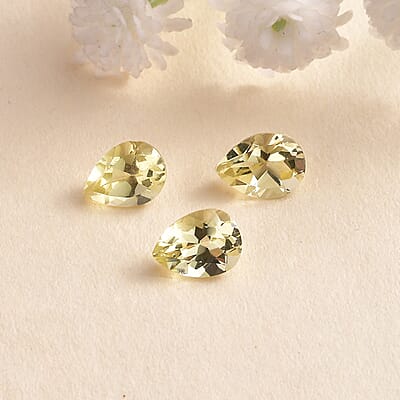 Green Gold Quartz Set of 3 (Pear 8x6 mm) 2.97 ctw Loose gemstone