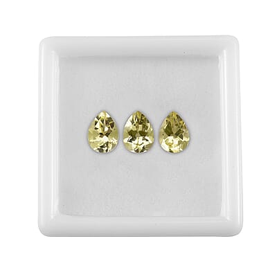 Green Gold Quartz Set of 3 (Pear 8x6 mm) 2.97 ctw Loose gemstone