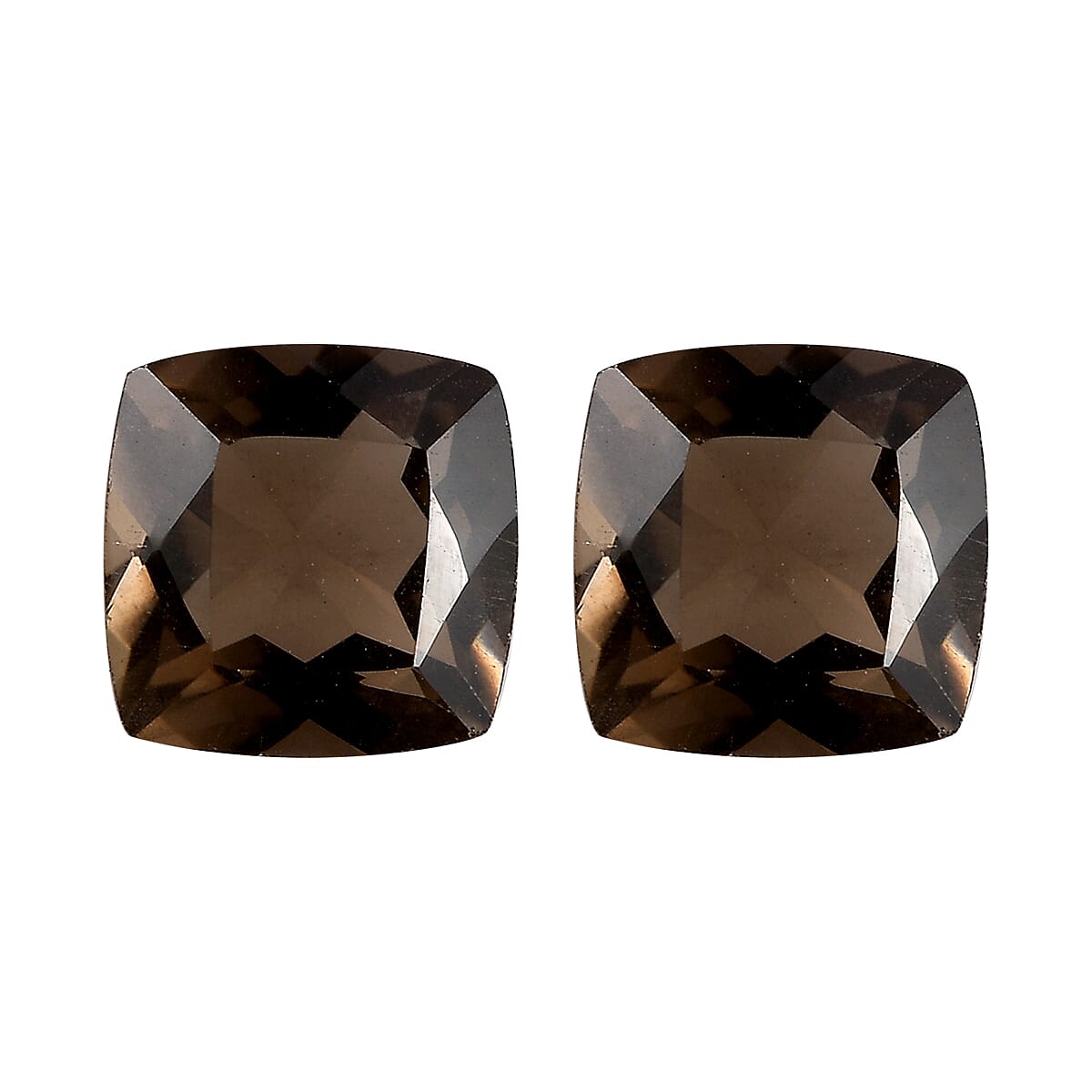 AA Brazilian Smoky Quartz Set of 2 (Cush 6x6 mm) 1.61 ctw Loose gemstone