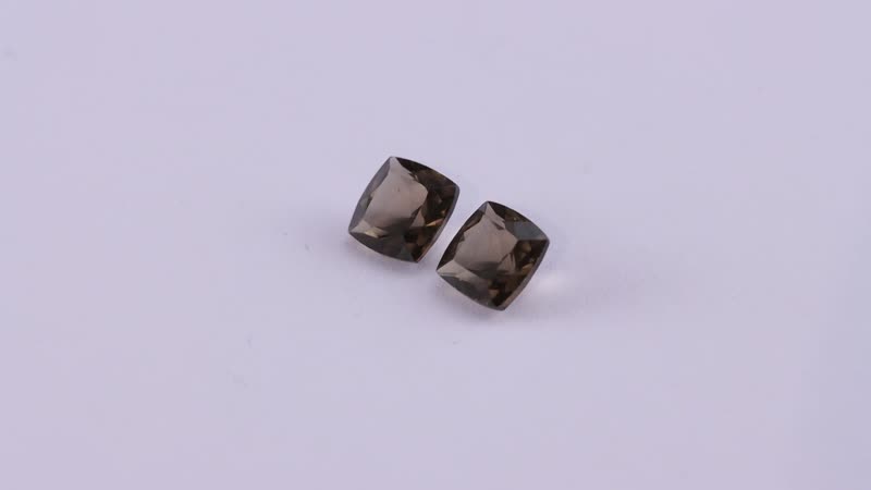 AA Brazilian Smoky Quartz Set of 2 (Cush 6x6 mm) 1.61 ctw Loose gemstone