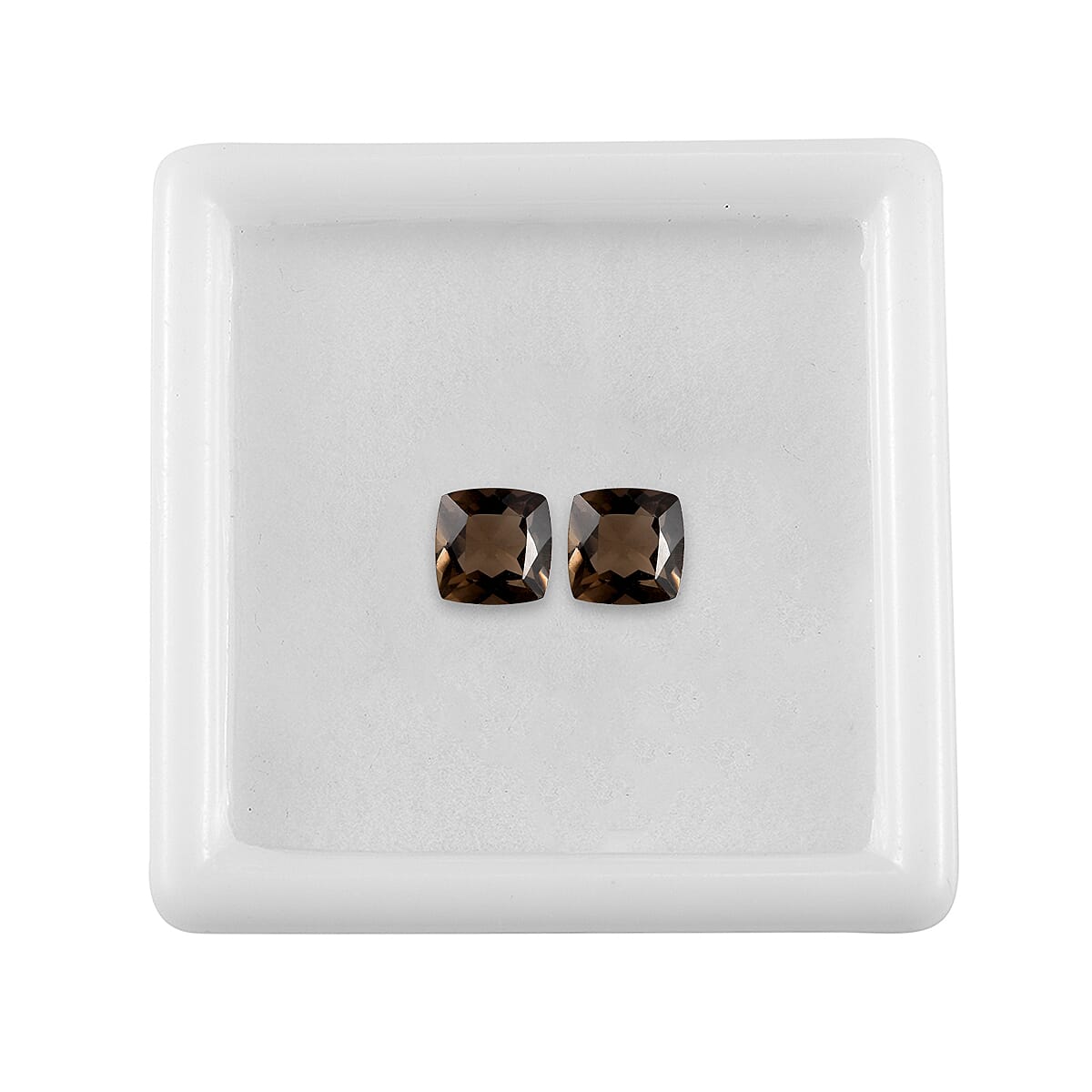AA Brazilian Smoky Quartz Set of 2 (Cush 6x6 mm) 1.61 ctw Loose gemstone