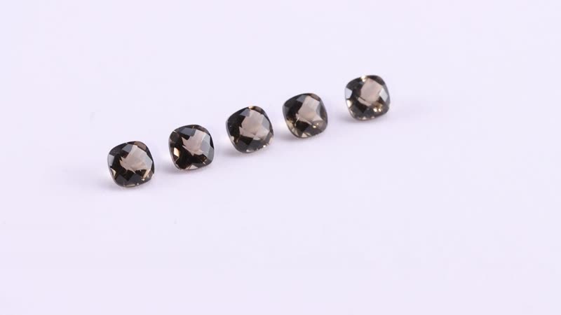 AA Brazilian Smoky Quartz Set of 5 (Cush 6x6 mm) 4.56 ctw Loose gemstone
